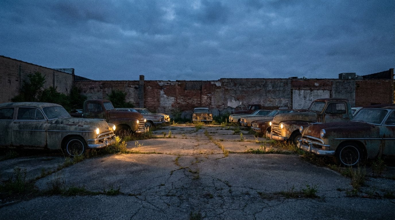 Parking lot at dusk